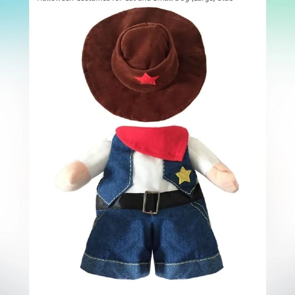 NACOCO Cowboy Dog Costume with Hat (Large) Blue